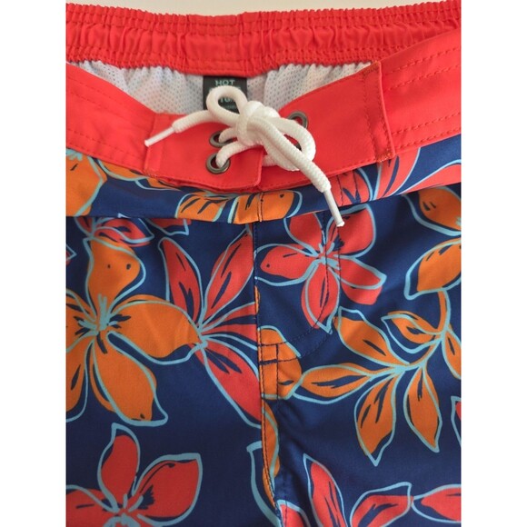 Hot Coals Men’s 8" Swim Trunks XL Elastic Waist Orange Floral Print Boardshorts - Picture 6 of 8